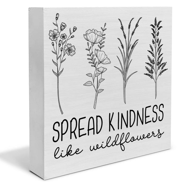 Spread Kindness Like Wildflowers Wooden Box Sign Farmhouse Flowers Wood Box Sign