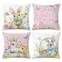 Spring Easter Bunny Throw Pillow Covers 18x18 Inch Pink Rabbit Floral Butterfly Home Sweet Home