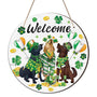St Patrick's Day Dogs Door Wreath Decorations Wooden Shamrock Welcome Hanging Signs