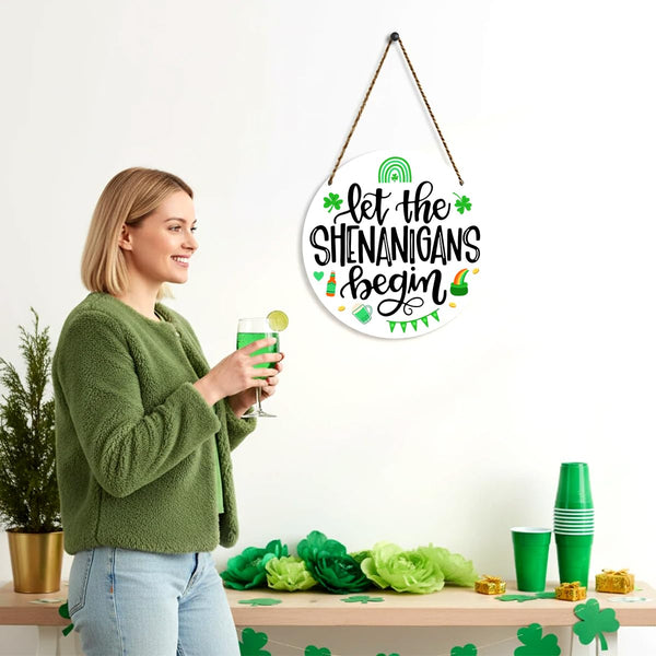 St Patricks Day Door Decorations St Patricks Day Decor Irish Decor Let The Shenanigans Begin Sign Wooden Wall Sign