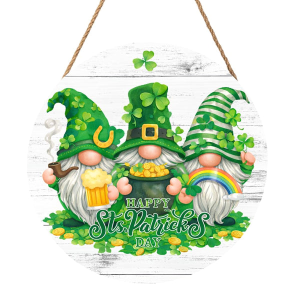 St Patricks Day Door Sign Round 8 X 8 Inches Happy St Patrick's Day Welcome Wall Pediment Holiday Irish Shamrock Summer Spring Door Hanger