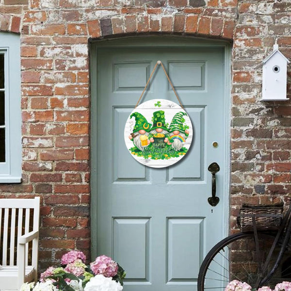 St Patricks Day Door Sign Round 8 X 8 Inches Happy St Patrick's Day Welcome Wall Pediment Holiday Irish Shamrock Summer Spring Door Hanger