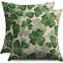 Waterproof St Patricks Day Pillow Covers 18X18 Set of 2, Clover Print Saint Patrick's Dark Green Decorative