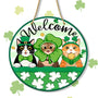 Welcome St Patricks Day Decor, St. Patrick's Day Front Door Sign, Green Shamrock Spring Wooden Wreath Hanging Wall Decor