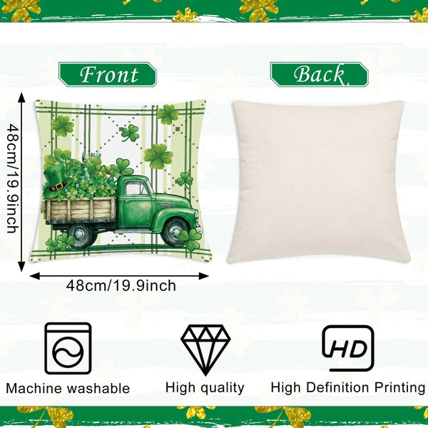 St Patricks Day Throw Pillow Covers 18x18, 4PCS Shamrock Lucky and Blessed