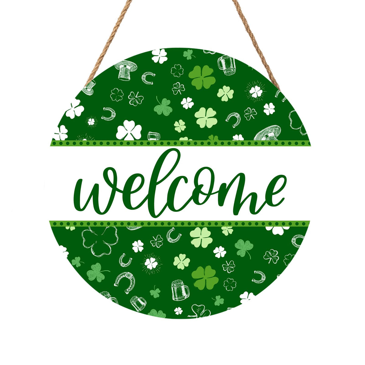 St Patricks Day Welcome Door Decoration for Home Welcome Shamrock Wreath Sign for Front Door St Patricks Day Outdoor