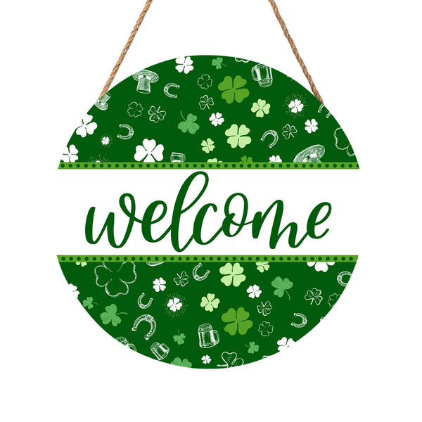 St Patricks Day Welcome Door Decoration for Home Welcome Shamrock Wreath Sign for Front Door St Patricks Day Outdoor