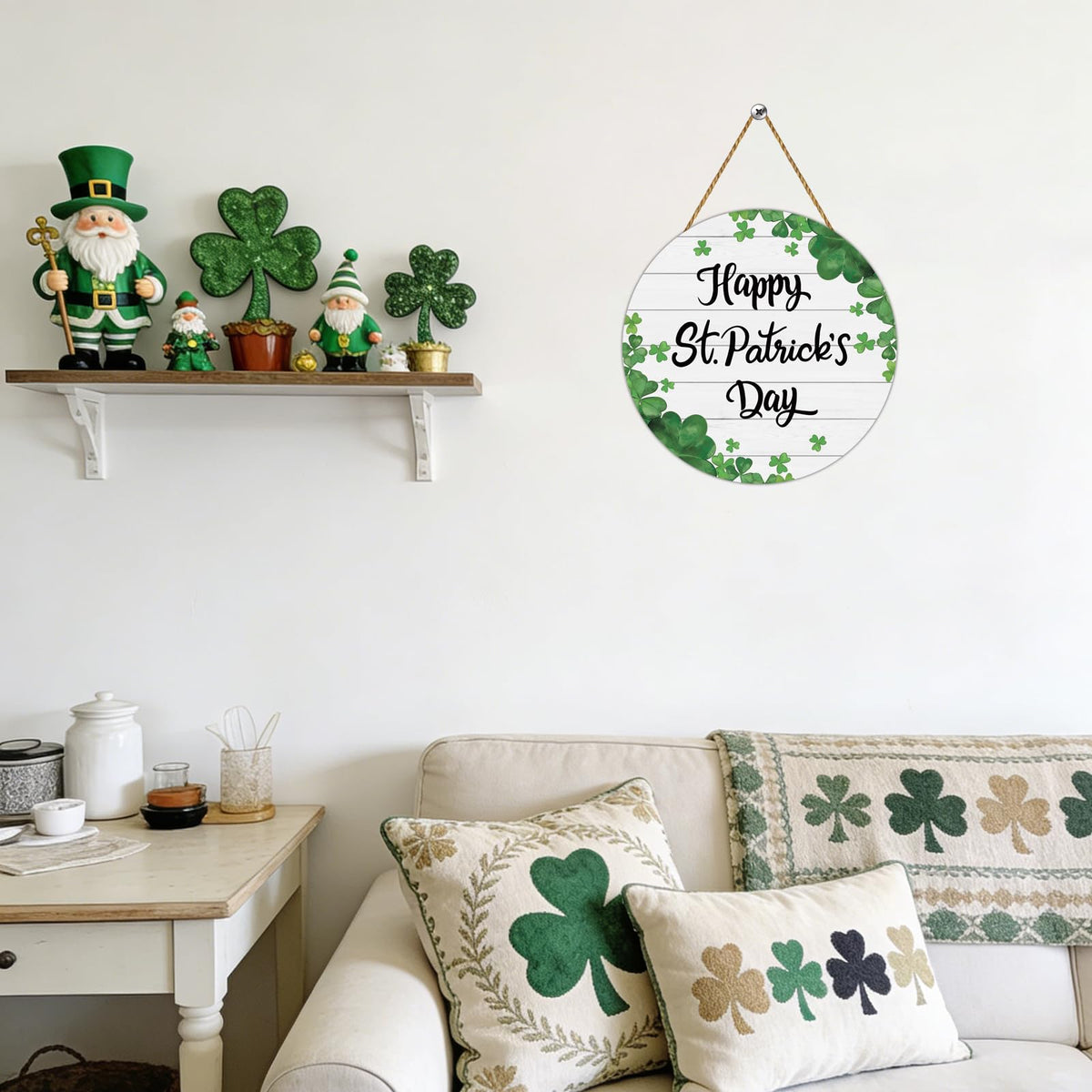 St Patricks Day Wreath Happy St Patricks Day Door Decorations Shamrock Decorations Hanging Sign