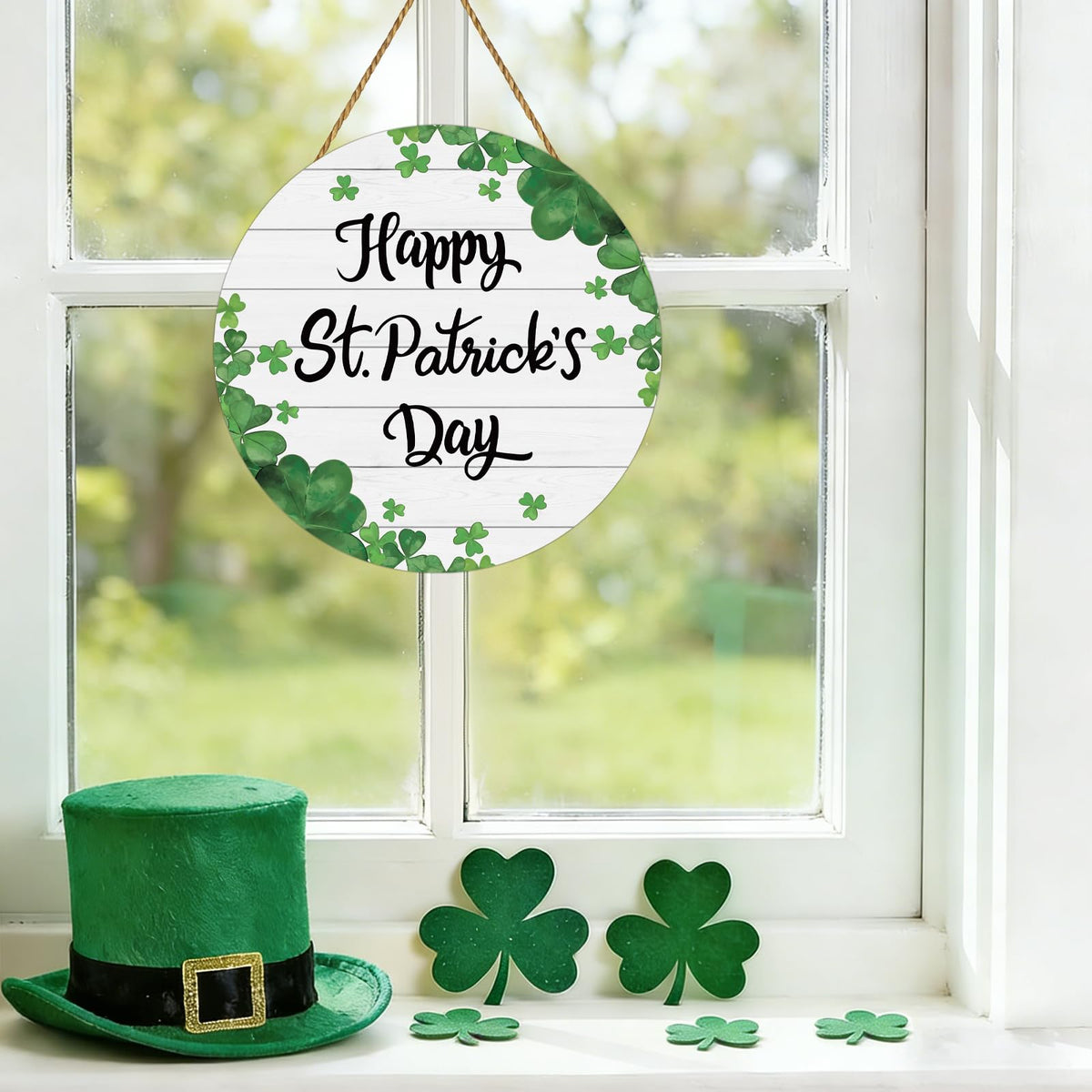St Patricks Day Wreath Happy St Patricks Day Door Decorations Shamrock Decorations Hanging Sign