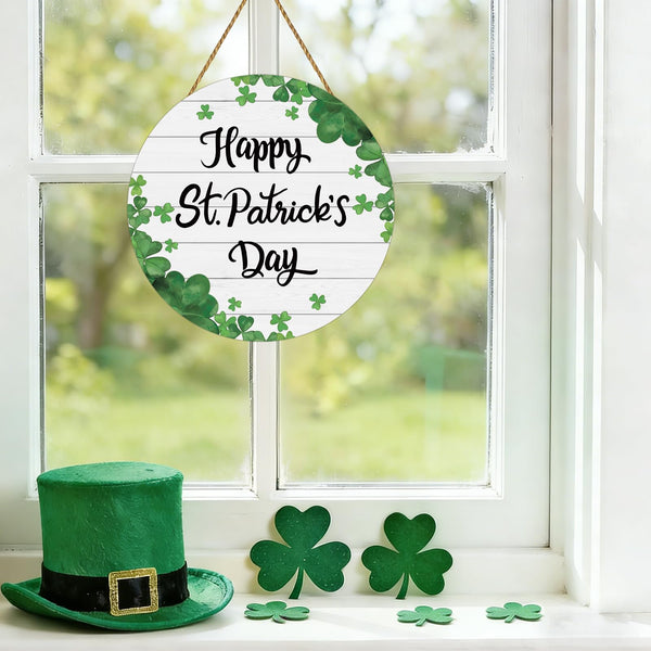 St Patricks Day Wreath Happy St Patricks Day Door Decorations Shamrock Decorations Hanging Sign