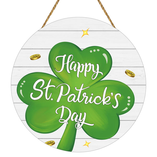 St Patricks Day Wreath Happy St Patricks Day Door Decorations Shamrock Decorations Hanging Sign