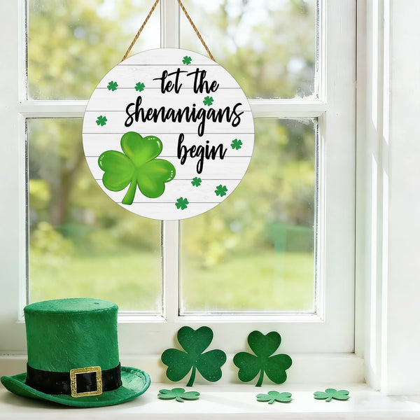 St Patricks Day Wreath St Patricks Day Door Decorations Shamrock Decorations Wooden Shamrock Wreath Front Door Hanger