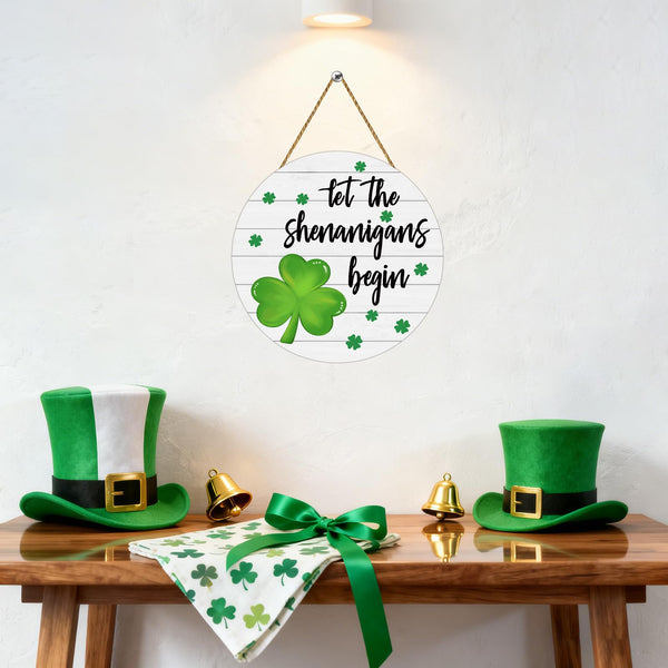 St Patricks Day Wreath St Patricks Day Door Decorations Shamrock Decorations Wooden Shamrock Wreath Front Door Hanger