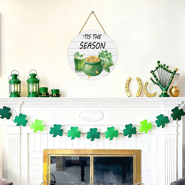 St Patricks Day Wreath St Patricks Day Door Decorations 'Tis The Season Sign Gold Coin Jar Shamrock Door Sign