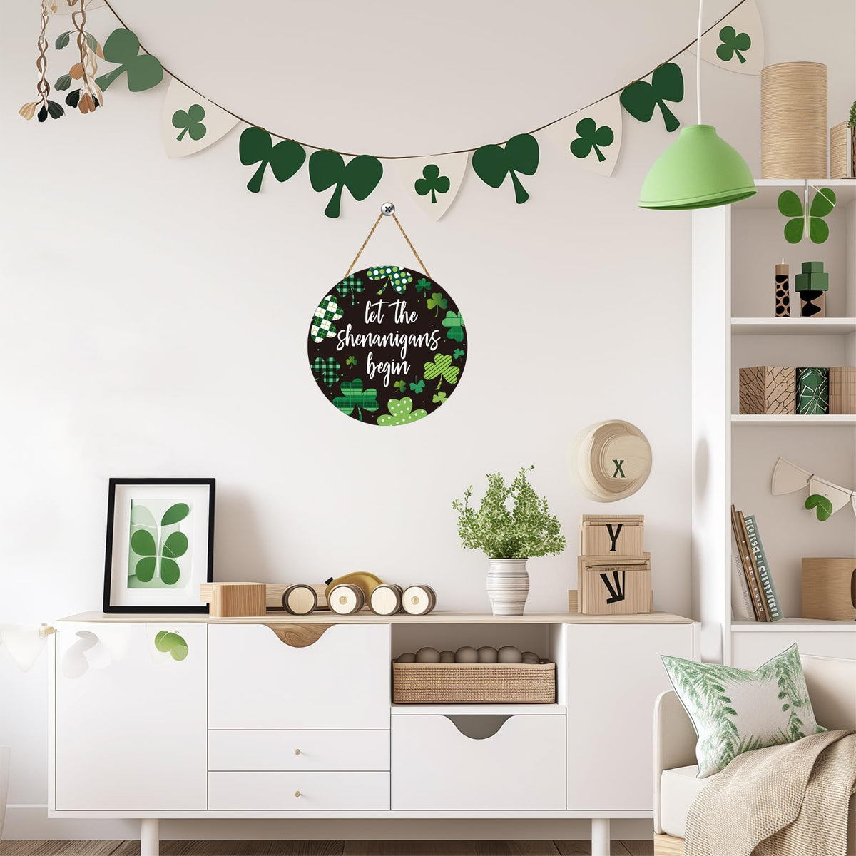 St Patricks Day Wreath St Patricks Day Door Decorations Shamrock Wreath Hanging Decor Wooden Front Door Hanger