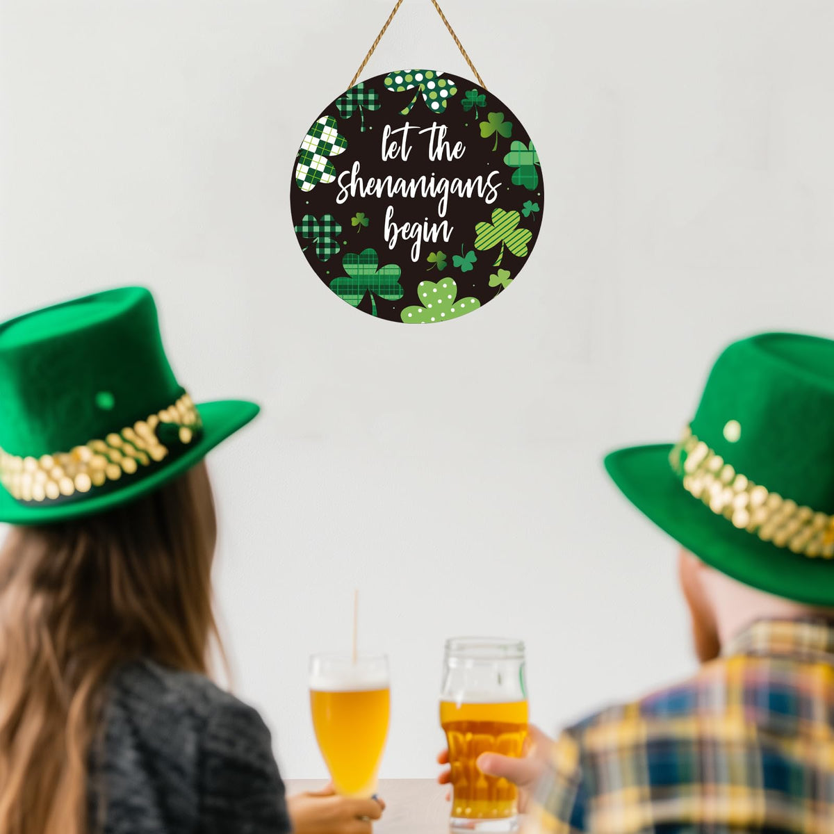 St Patricks Day Wreath St Patricks Day Door Decorations Shamrock Wreath Hanging Decor Wooden Front Door Hanger