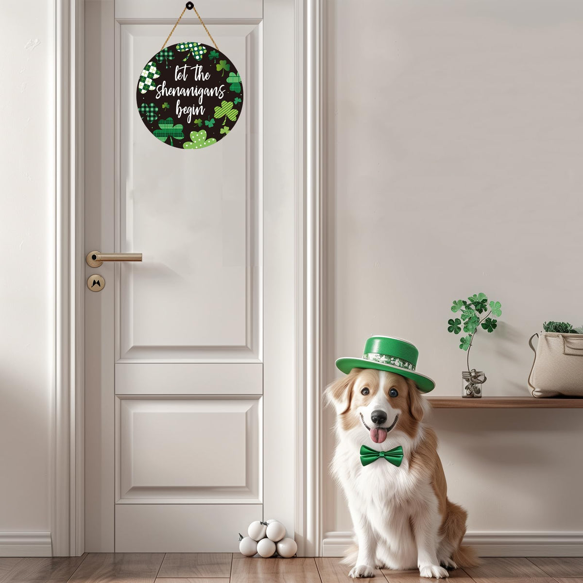 St Patricks Day Wreath St Patricks Day Door Decorations Shamrock Wreath Hanging Decor Wooden Front Door Hanger