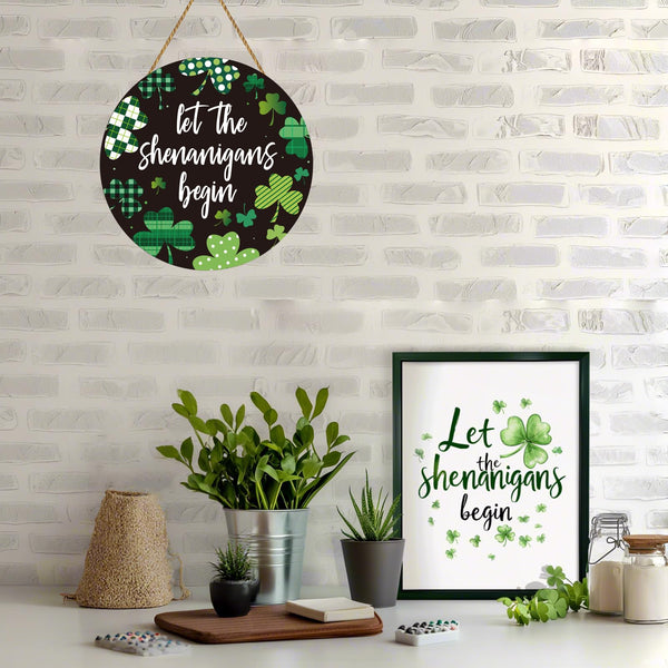 St Patricks Day Wreath St Patricks Day Door Decorations Shamrock Wreath Hanging Decor Wooden Front Door Hanger