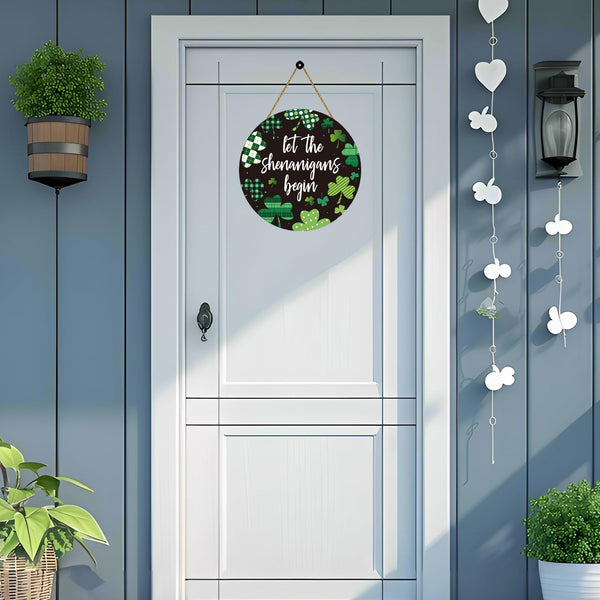 St Patricks Day Wreath St Patricks Day Door Decorations Shamrock Wreath Hanging Decor Wooden Front Door Hanger