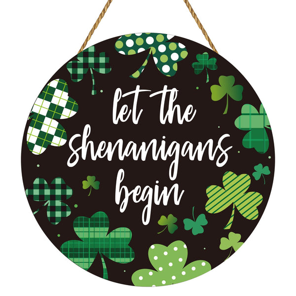 St Patricks Day Wreath St Patricks Day Door Decorations Shamrock Wreath Hanging Decor Wooden Front Door Hanger
