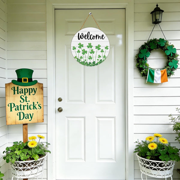 St Patricks Day Wreath St Patricks Day Door Decorations Shamrock Decorations Wooden Shamrock Wreath Front Door