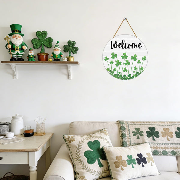 St Patricks Day Wreath St Patricks Day Door Decorations Shamrock Decorations Wooden Shamrock Wreath Front Door