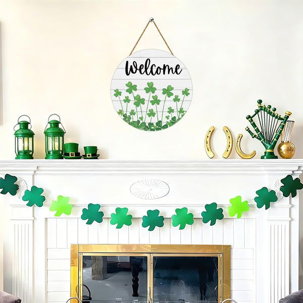 St Patricks Day Wreath St Patricks Day Door Decorations Shamrock Decorations Wooden Shamrock Wreath Front Door