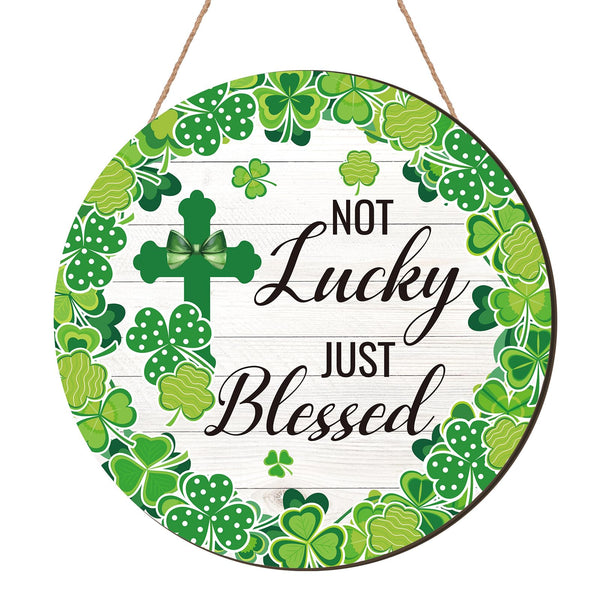 St Patrick's Door Decorations Saint Patricks Day Wreath for Front Door Clover Signs Wooden Shamrocks Wreath Decoration