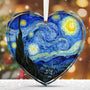 Starry Night Heart Christmas Ornaments, Crystal Glass Art Ornament for Tree, Elegant Artist Ornament Gift with Gift Box