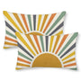 Summer Pillow Covers 12x20 Inch Set of 2, Stripes Yellow Sunshine Decorations