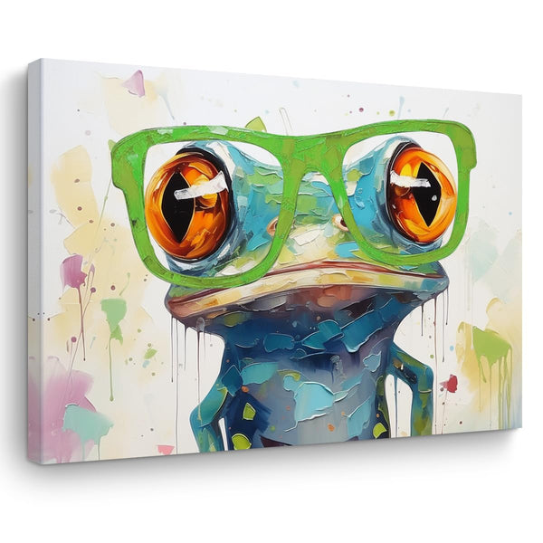 Colorful Frog Wall Art - Funny Frog Lovers Gift - Framed Poster Artwork Prints for Home Farmhouse Bathroom Kitchen Bedroom Living Room