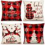 Farmhouse Christmas Pillow Covers - 18x18 Inch Set of 4, Sofa Couch Decorations