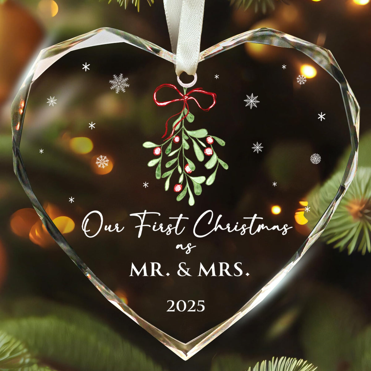 First Christmas Married Ornament 2025 - Mr and Mrs Gifts - Wedding Gifts for Couples, Newlyweds, Bride, Future Mr and Mrs