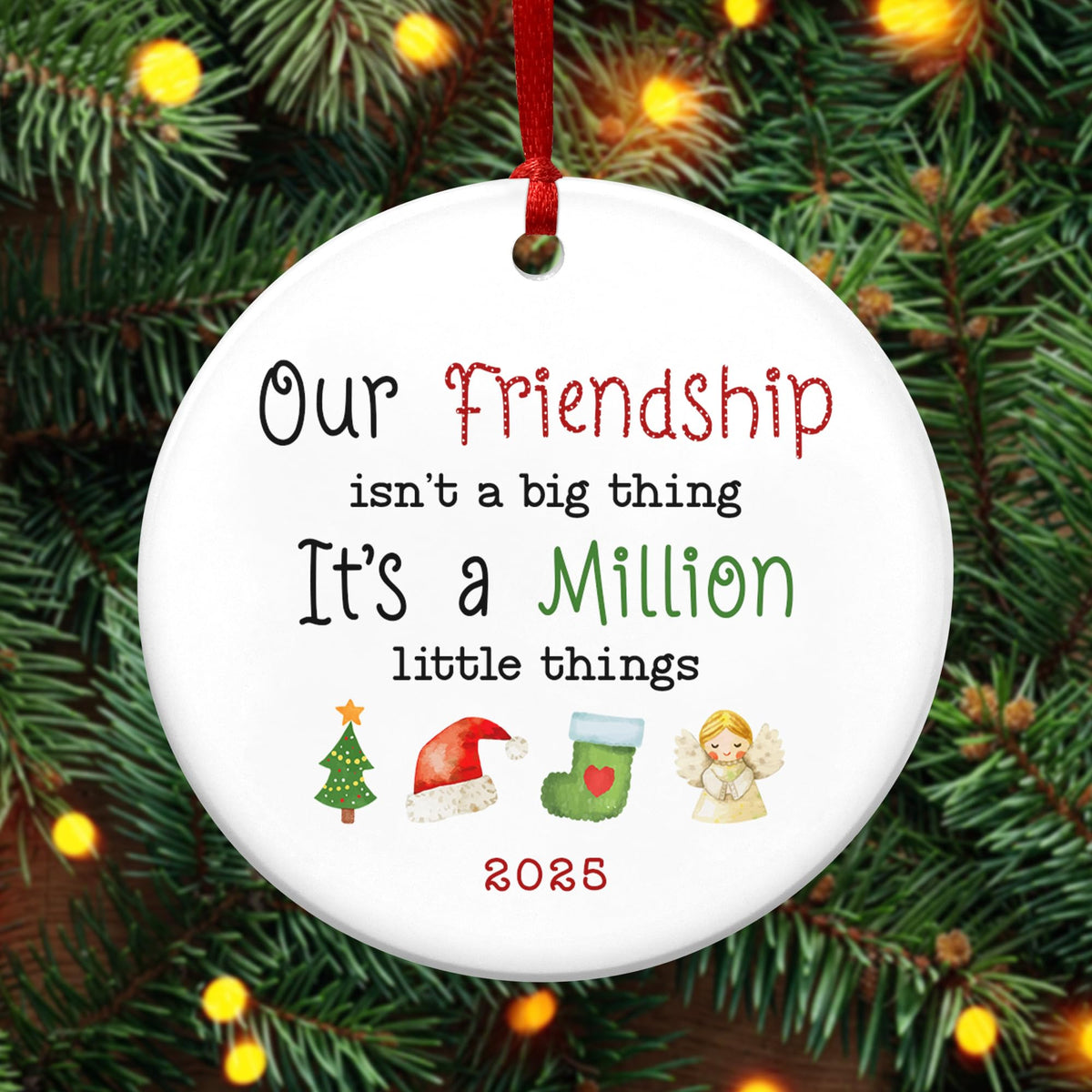 Christmas Friend Gifts for Women - Ceramic Christmas Ornaments 2025 for Tree Decorations - Inspirational BFF Bestie Gifts for Friends Women