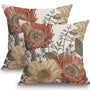 Vintage Flower Throw Pillow Covers 18x18 Brown Rust Colored Floral Botanical Pattern
