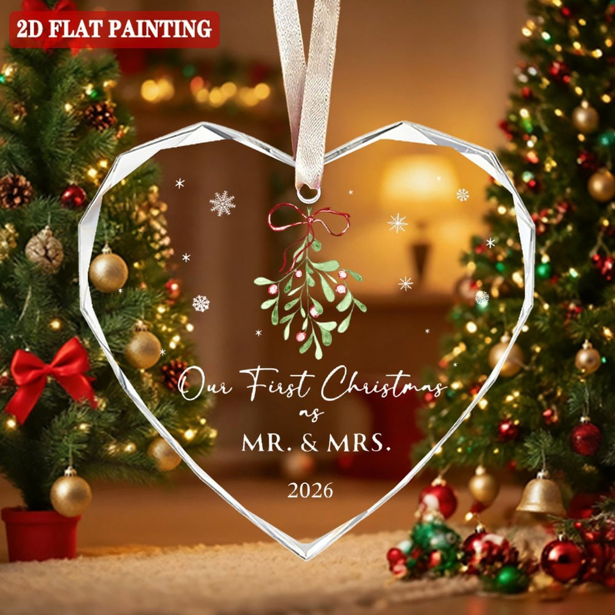 First Christmas Married Ornament 2026 - Mr and Mrs Gifts - Wedding Gifts for Couples, Newlyweds, Bride, Future Mr and Mrs