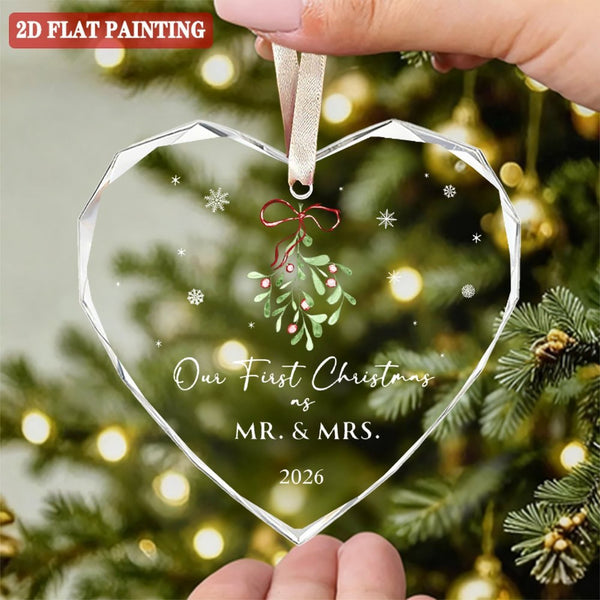 First Christmas Married Ornament 2026 - Mr and Mrs Gifts - Wedding Gifts for Couples, Newlyweds, Bride, Future Mr and Mrs