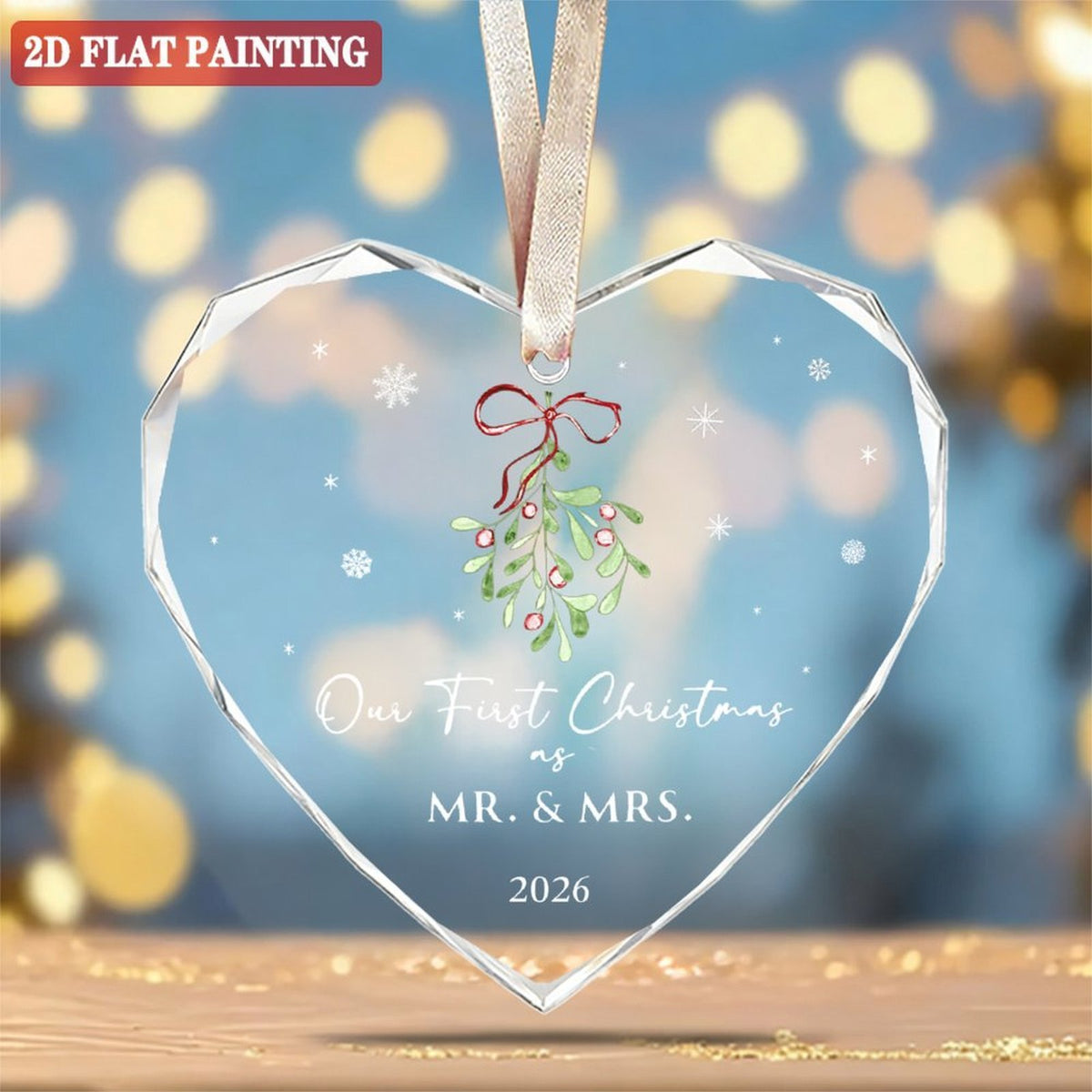 First Christmas Married Ornament 2026 - Mr and Mrs Gifts - Wedding Gifts for Couples, Newlyweds, Bride, Future Mr and Mrs