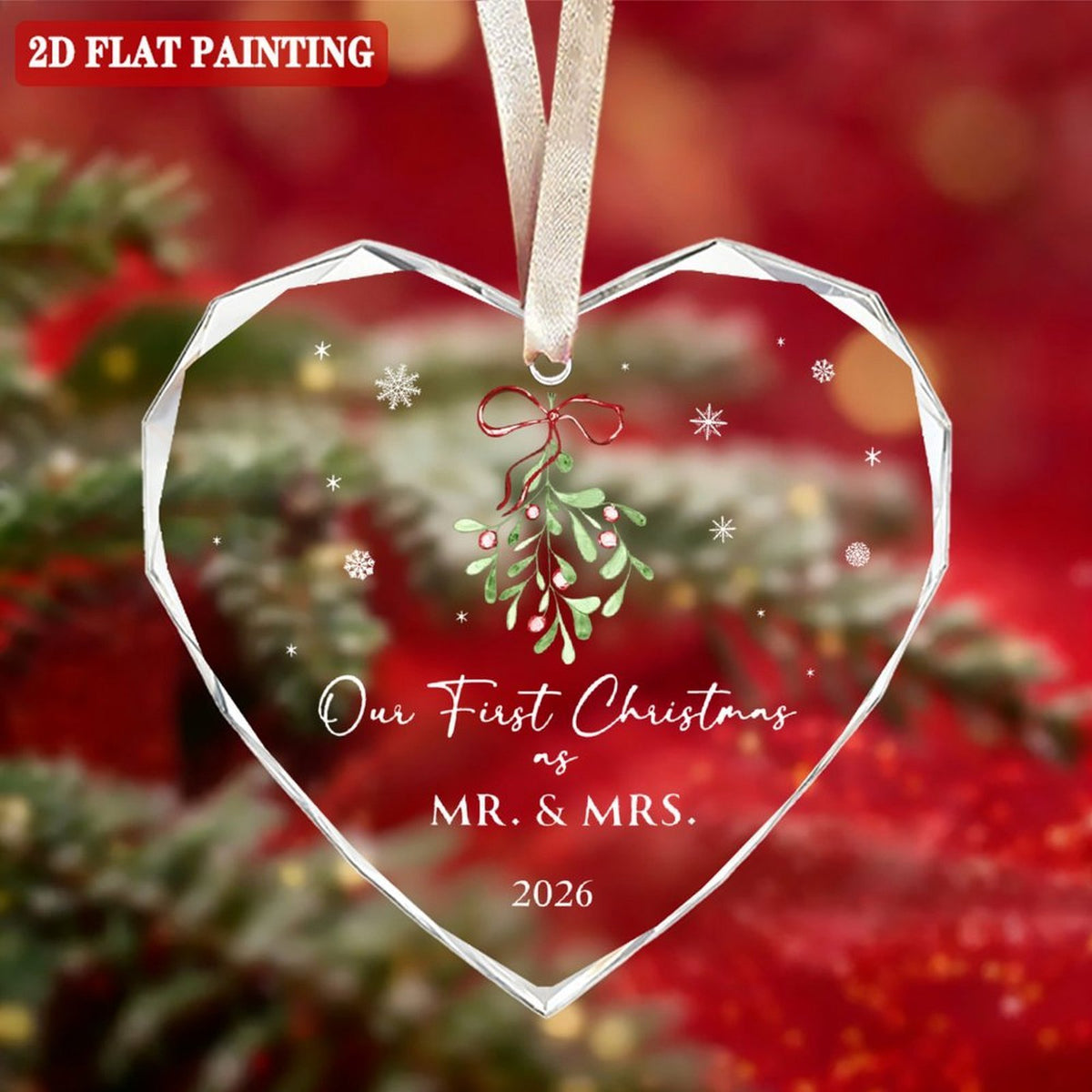 First Christmas Married Ornament 2026 - Mr and Mrs Gifts - Wedding Gifts for Couples, Newlyweds, Bride, Future Mr and Mrs