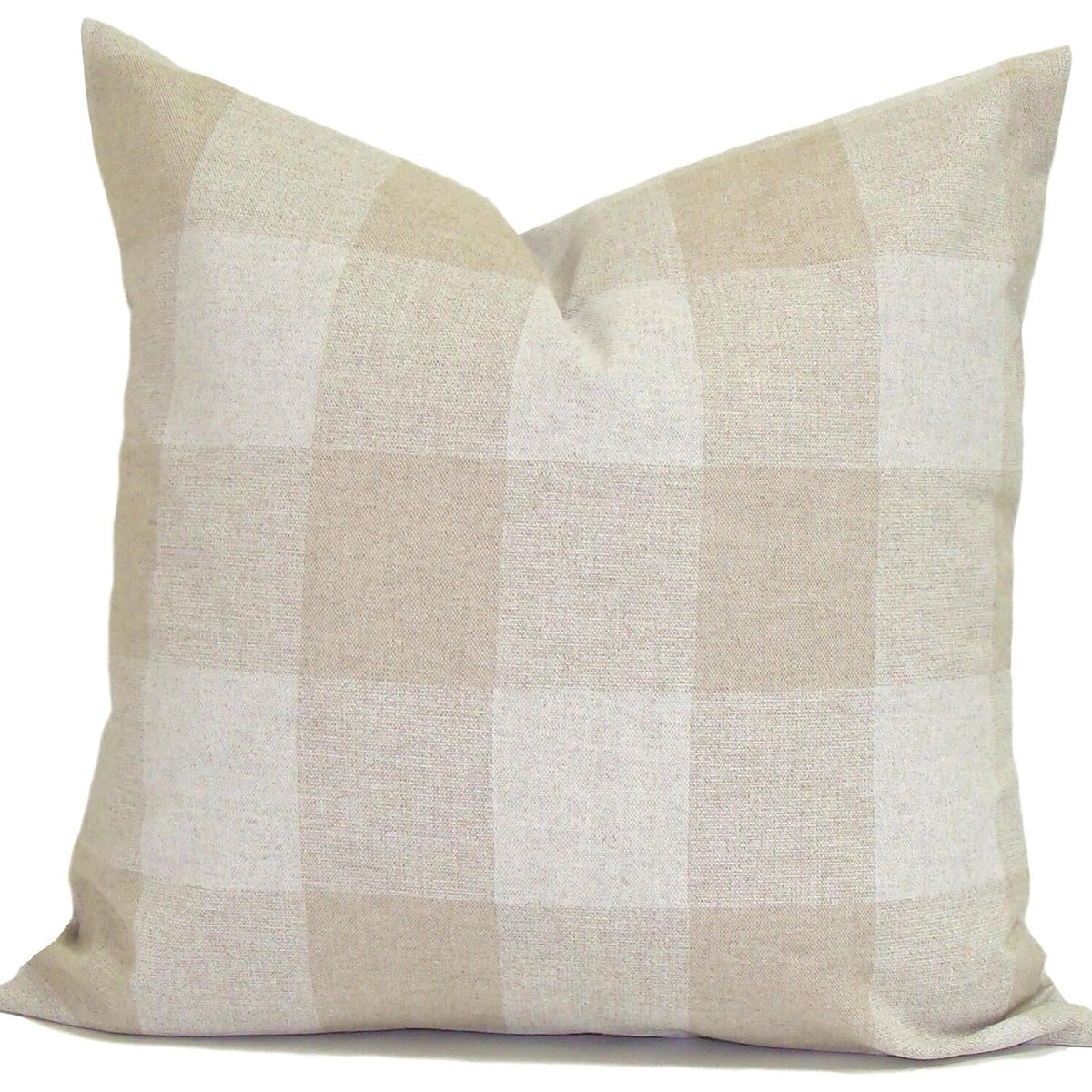 Tan Pillow Cover Sale, Tan Farmhouse Pillow Covers, Buffalo Plaid Check Neutral Pillow Covers