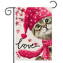 Valentines Day Love Cat Garden Flag 12x18 Single-Side,Watercolor Cat with Hat Scarf Sakura Small Yard Flag