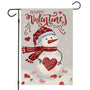 Happy Valentine’s Day Garden Flags 12x18 Inch Single-Side, Watercolor Snowman Small Seasonal Decoration
