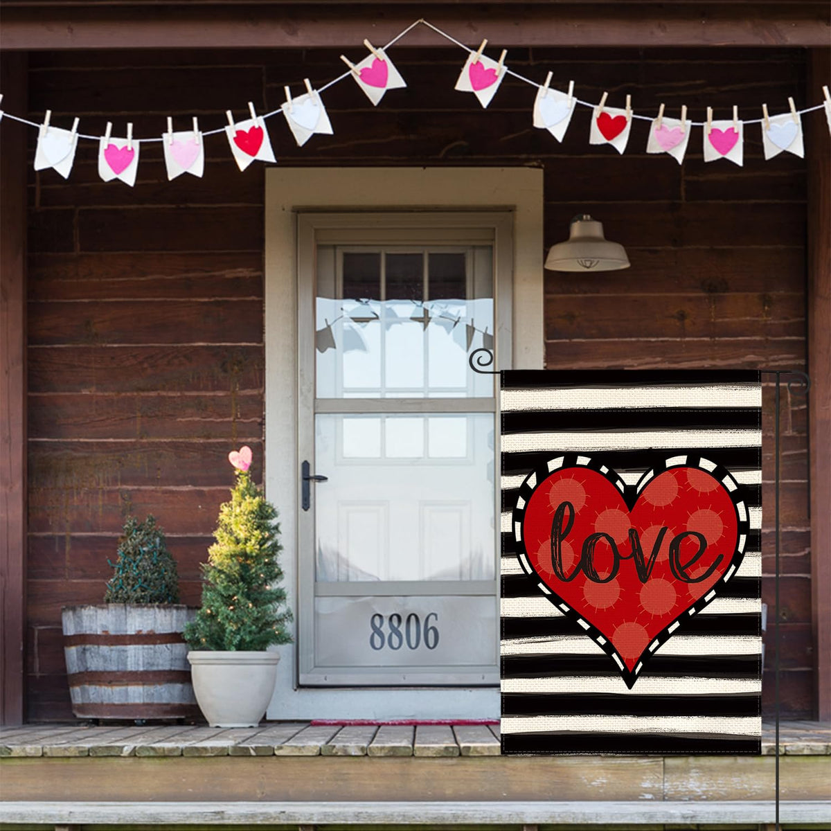 Love Heart Garden Flag 12x18 Inch Outside Single-Side Print, Valentines Day Wedding Yard Decoration