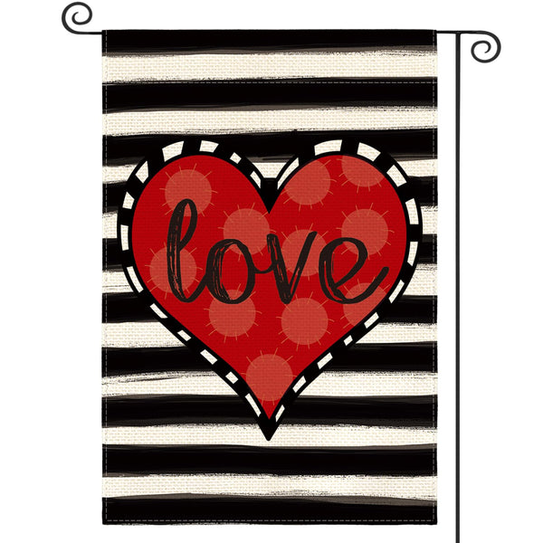 Love Heart Garden Flag 12x18 Inch Outside Single-Side Print, Valentines Day Wedding Yard Decoration