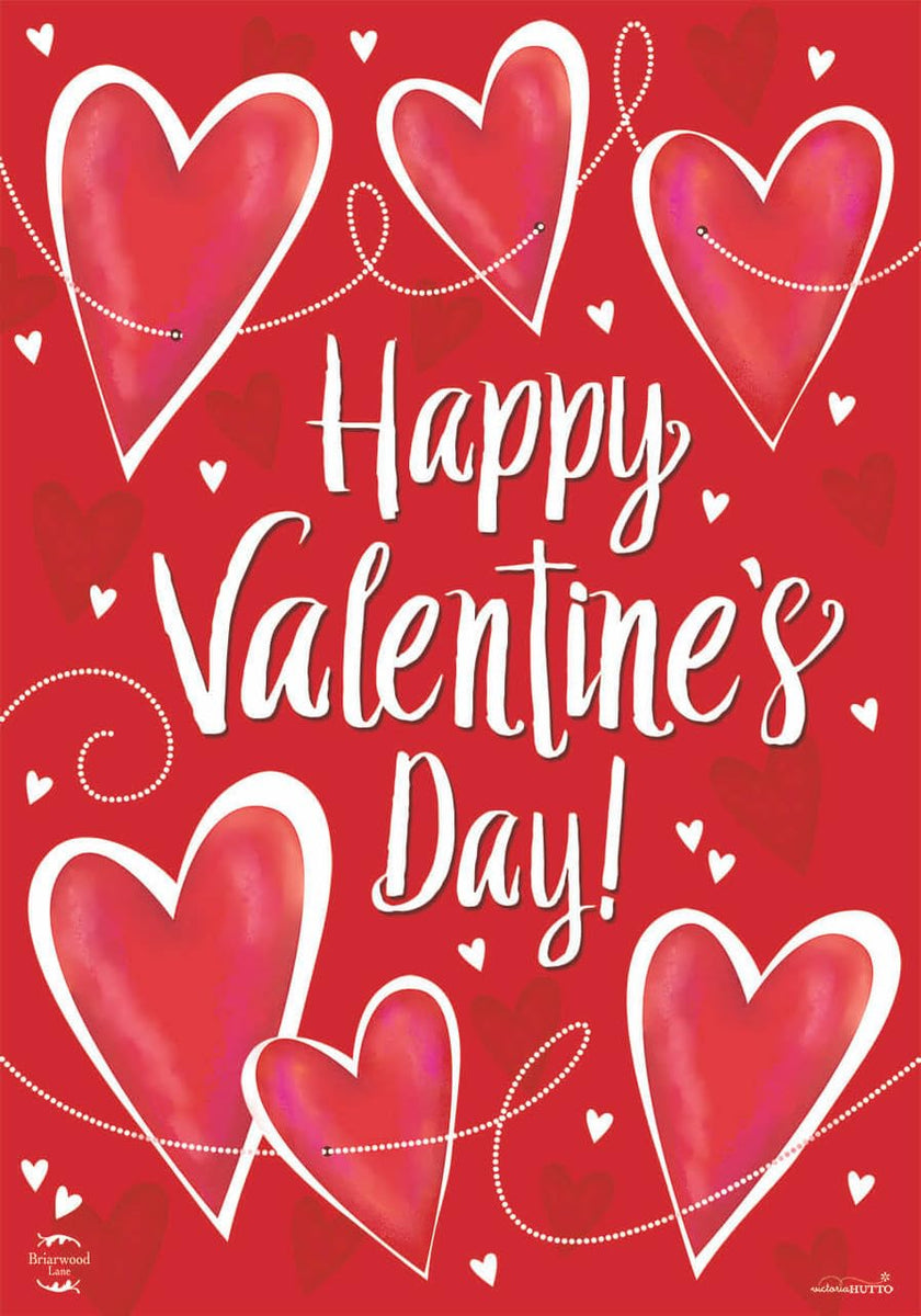 String of Hearts Valentine's Day Garden Flag, 12x18 Inch, Single-Side Print Yard Outdoor Outside Decoration