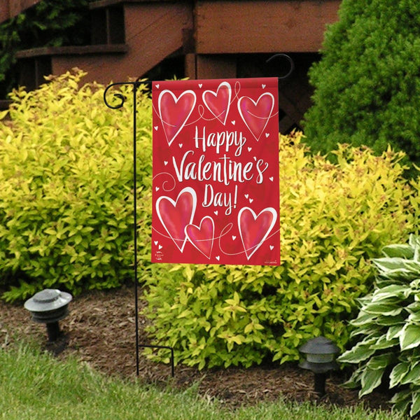 String of Hearts Valentine's Day Garden Flag, 12x18 Inch, Single-Side Print Yard Outdoor Outside Decoration