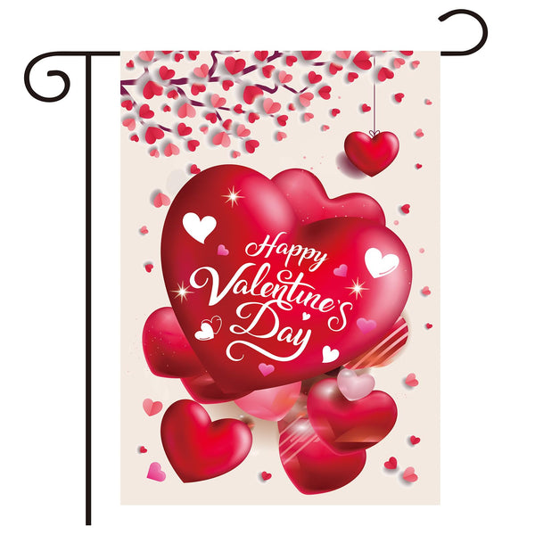Valentine's Day Garden Flag Seasonal Heart Garden Flag Outdoor Flag Welcome Single-Side 12x18 Inch Flag