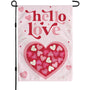 Valentines Day Decorations,  Pink Heart Love Welcome Garden Flag, 12x18 Inch Single-Side Banner for Garden