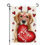 Valentines Day Garden Flag Dog Heart 12x18 Inch Single-Side Print Red Hugs Kisses Welcome Decoration