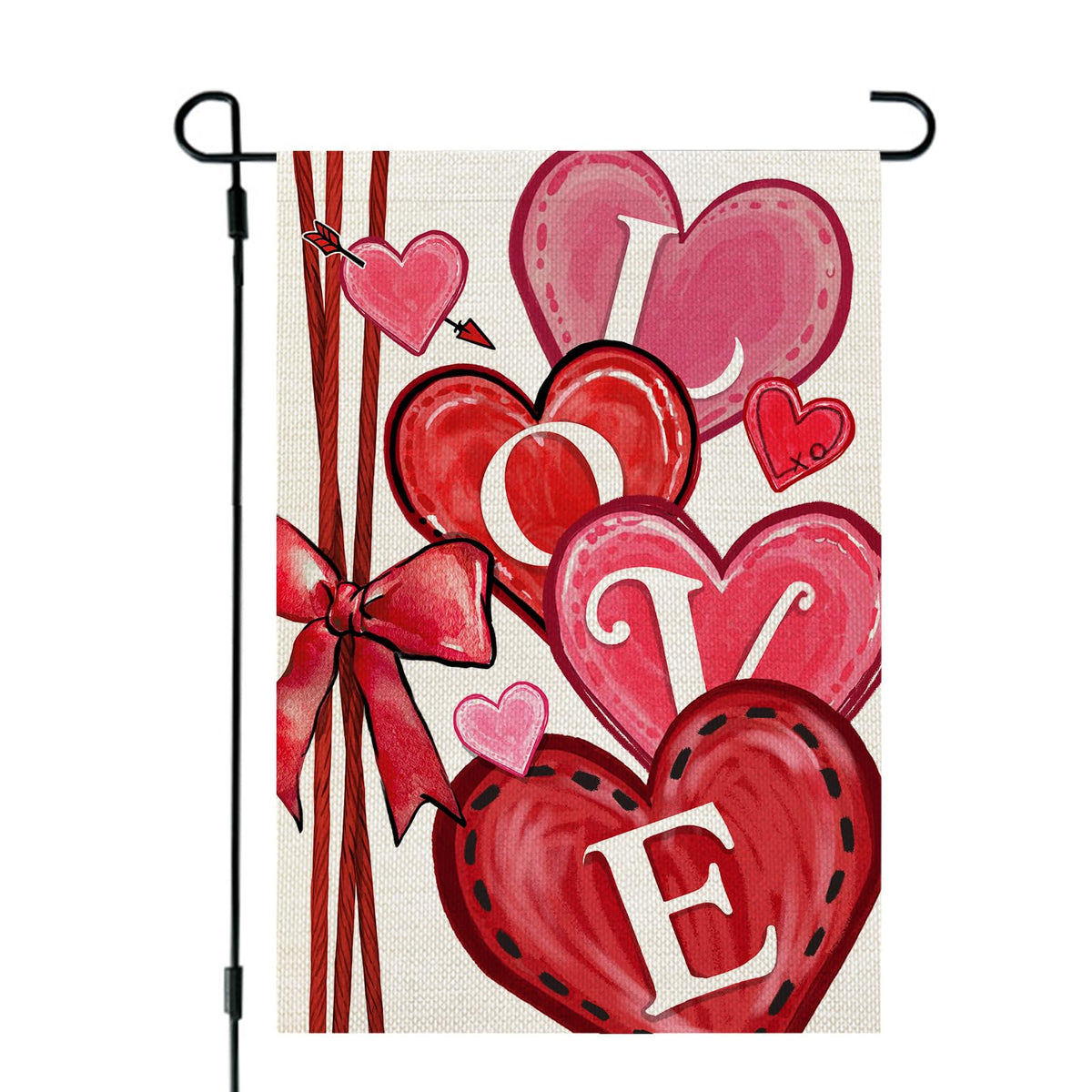 Valentines Day Garden Flag Love Heart 12x18 Inch Single-Side Print Welcome Decoration for Outside Yard